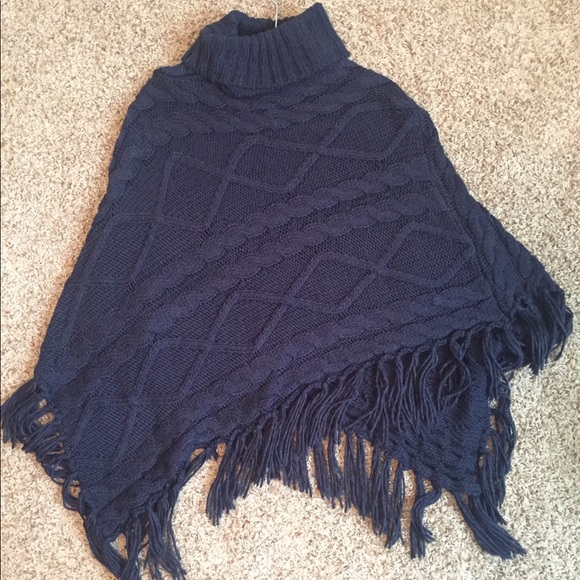 Forever 21 Navy Poncho - Picture 2 of 4